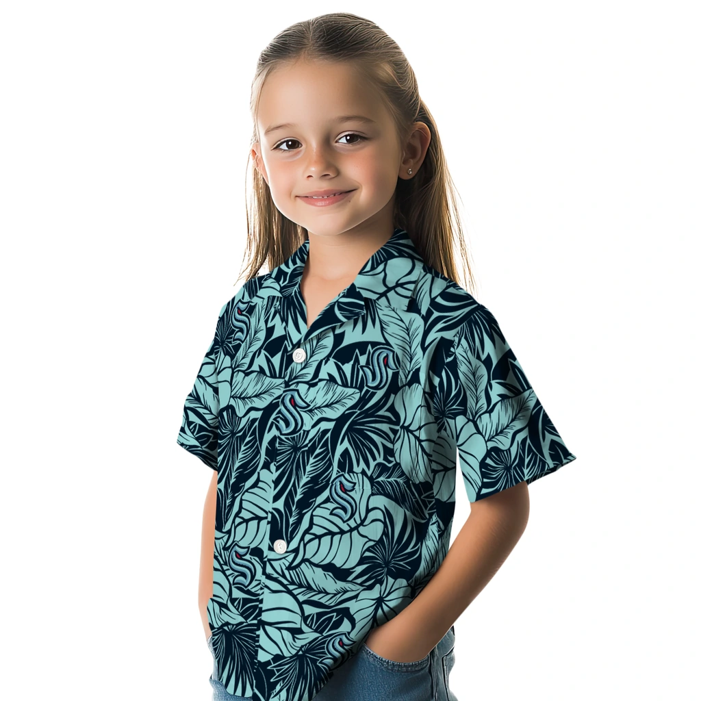 Seattle Kraken Hawaiian Shirt - Monstera Layer seattle kraken monstera layer blue hawaiian shirts premium grade