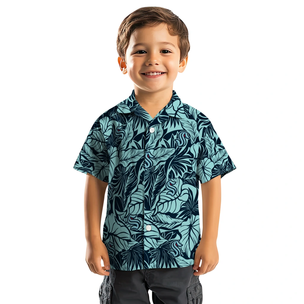 Seattle Kraken Hawaiian Shirt - Monstera Layer seattle kraken monstera layer blue hawaiian shirts top rated