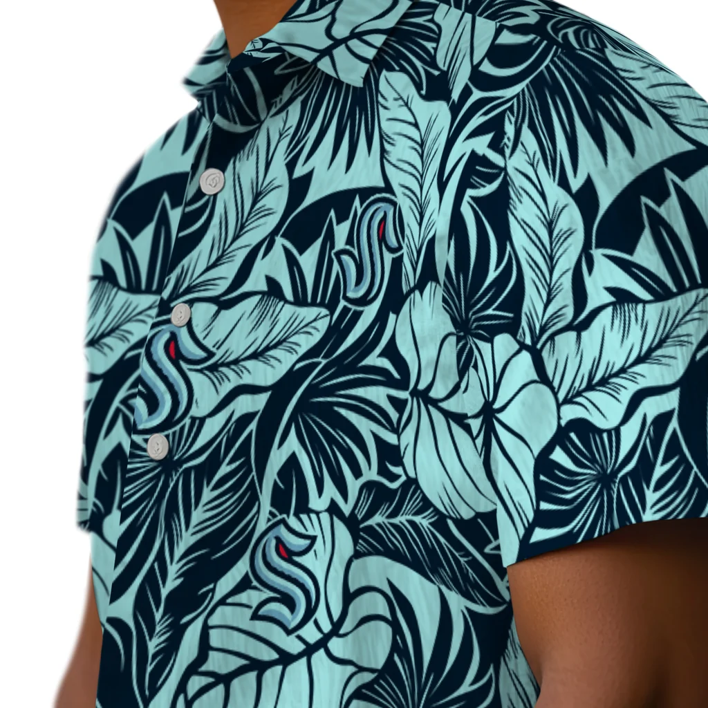 Seattle Kraken Hawaiian Shirt - Monstera Layer seattle kraken monstera layer blue hawaiian shirts trendy