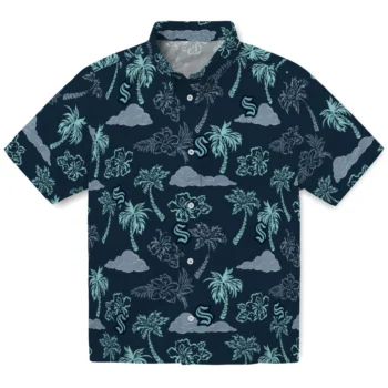 seattle kraken palm and clouds blue hawaiian shirts best selling