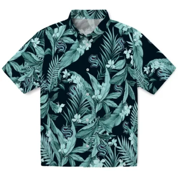 seattle kraken palm leaves blue hawaiian shirts best selling