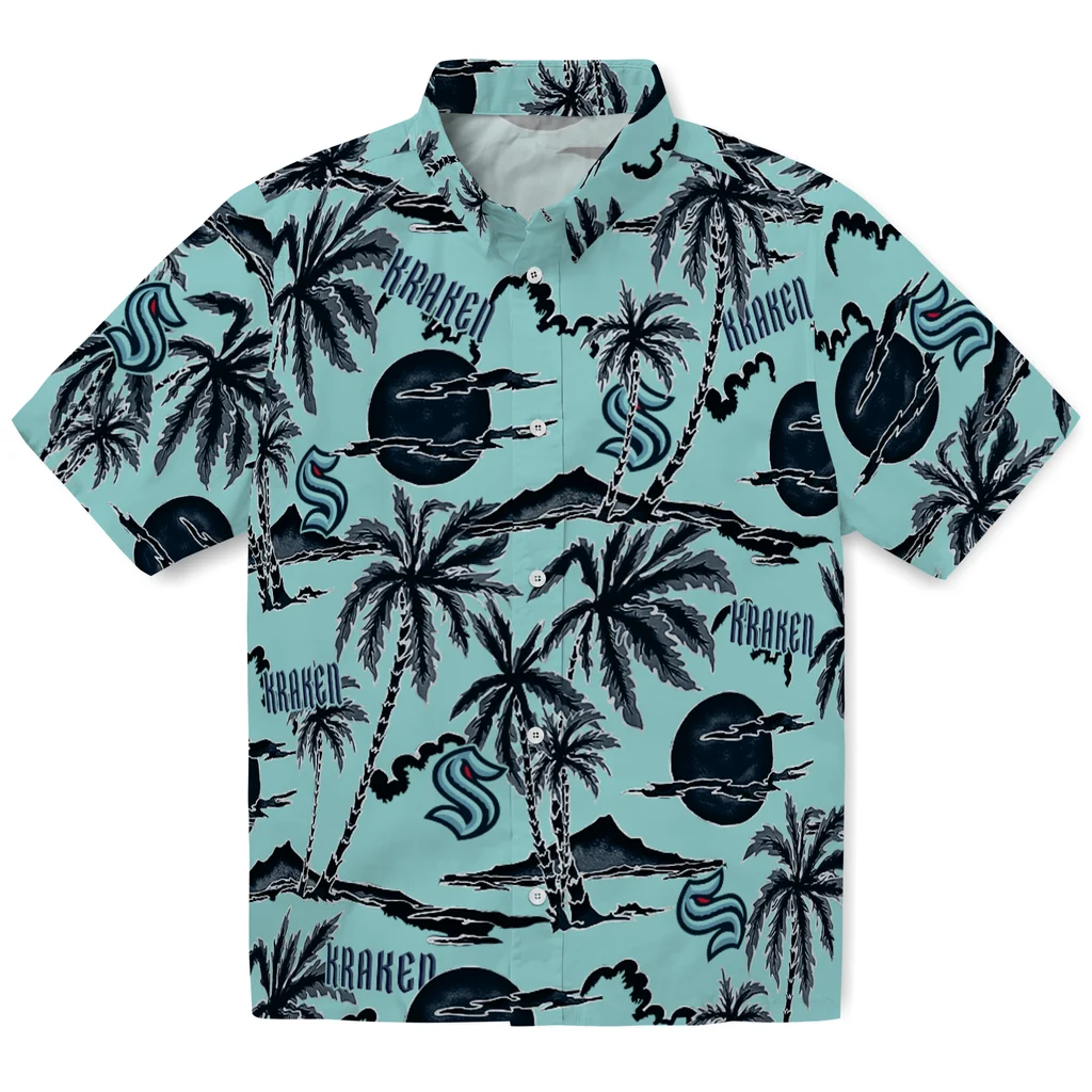 Seattle Kraken Hawaiian Shirt - Palm Sunset seattle kraken palm sunset hawaiian shirts best selling