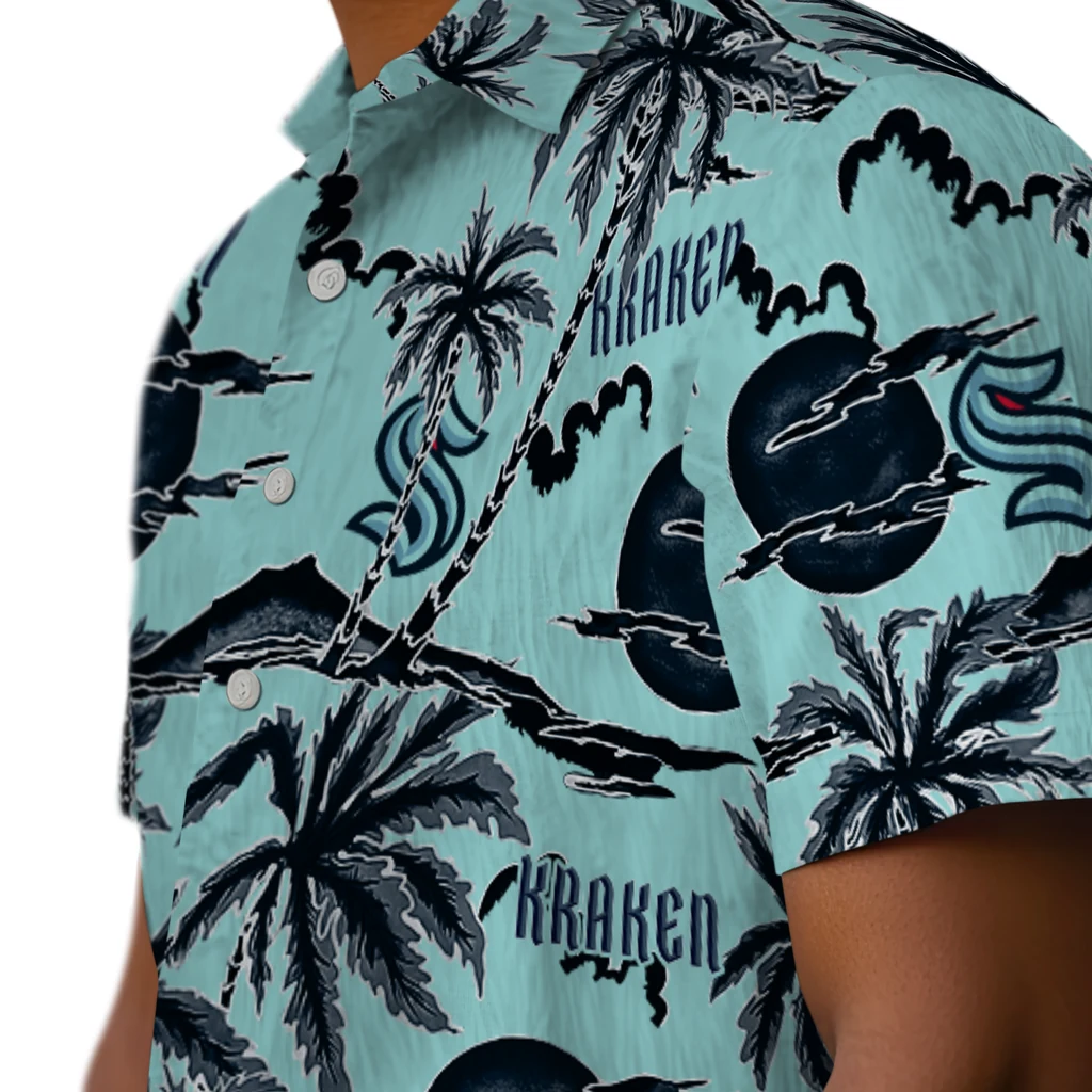 Seattle Kraken Hawaiian Shirt - Palm Sunset seattle kraken palm sunset hawaiian shirts trendy