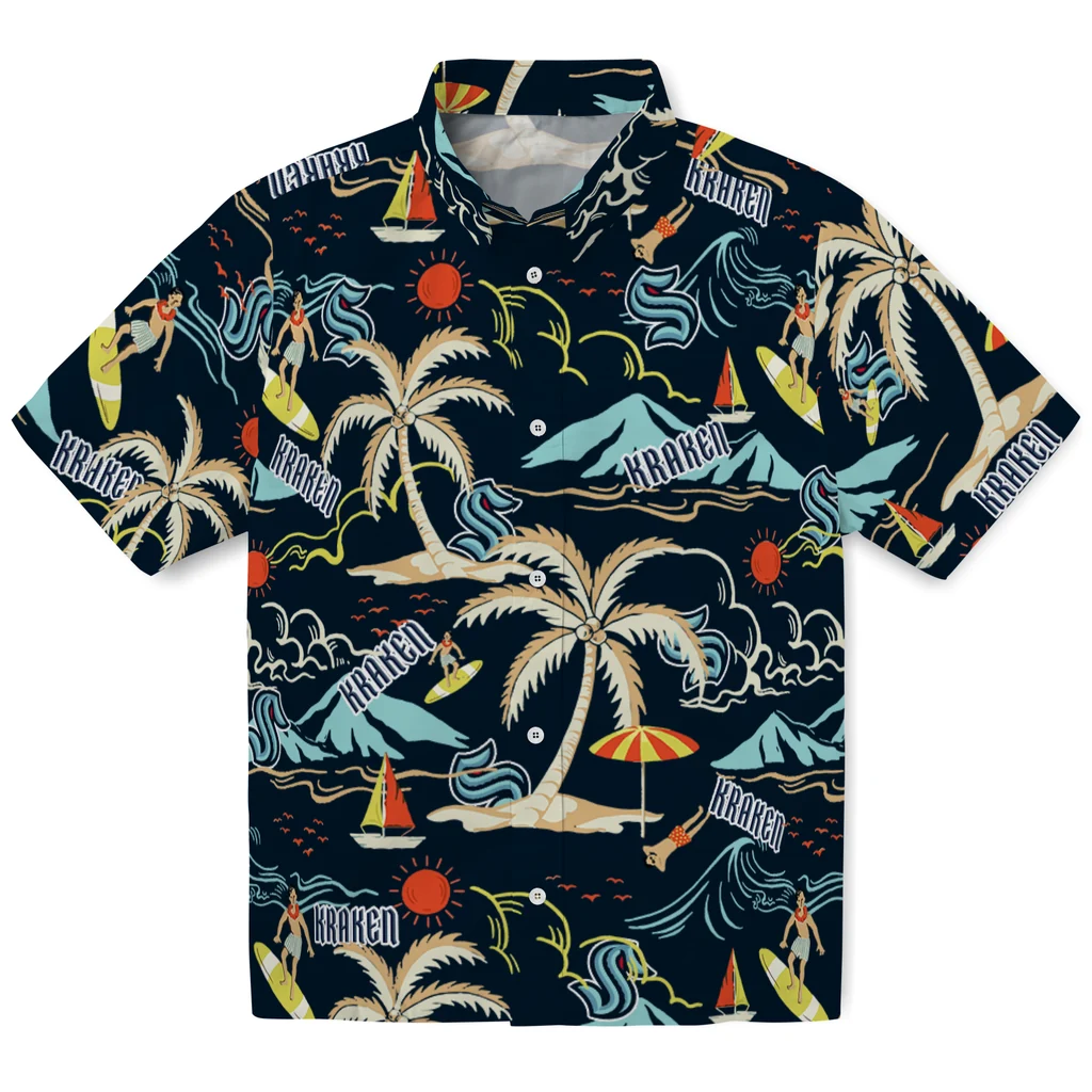 Seattle Kraken Hawaiian Shirt - Palm Tree Island seattle kraken palm tree island blue hawaiian shirts best selling