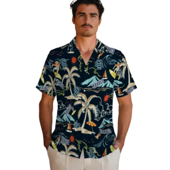 seattle kraken palm tree island blue hawaiian shirts fashion forward