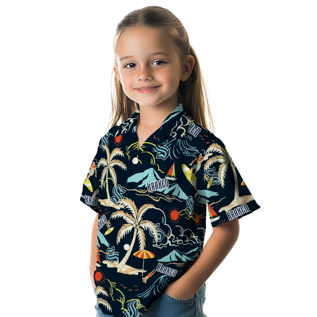 Seattle Kraken Hawaiian Shirt - Palm Tree Island seattle kraken palm tree island blue hawaiian shirts premium grade