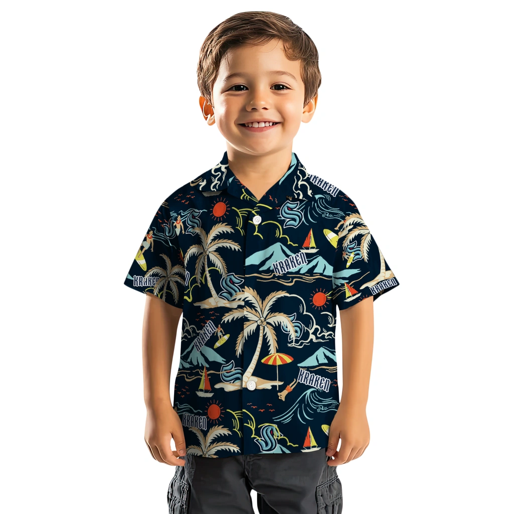 Seattle Kraken Hawaiian Shirt - Palm Tree Island seattle kraken palm tree island blue hawaiian shirts top rated