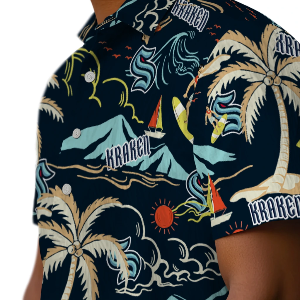 Seattle Kraken Hawaiian Shirt - Palm Tree Island seattle kraken palm tree island blue hawaiian shirts trendy