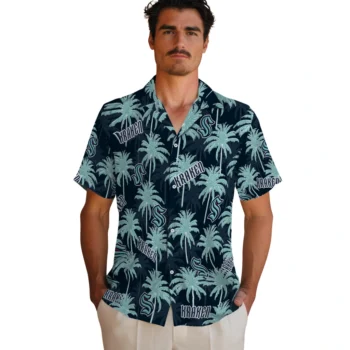seattle kraken palm grove blue hawaiian shirts fashion forward