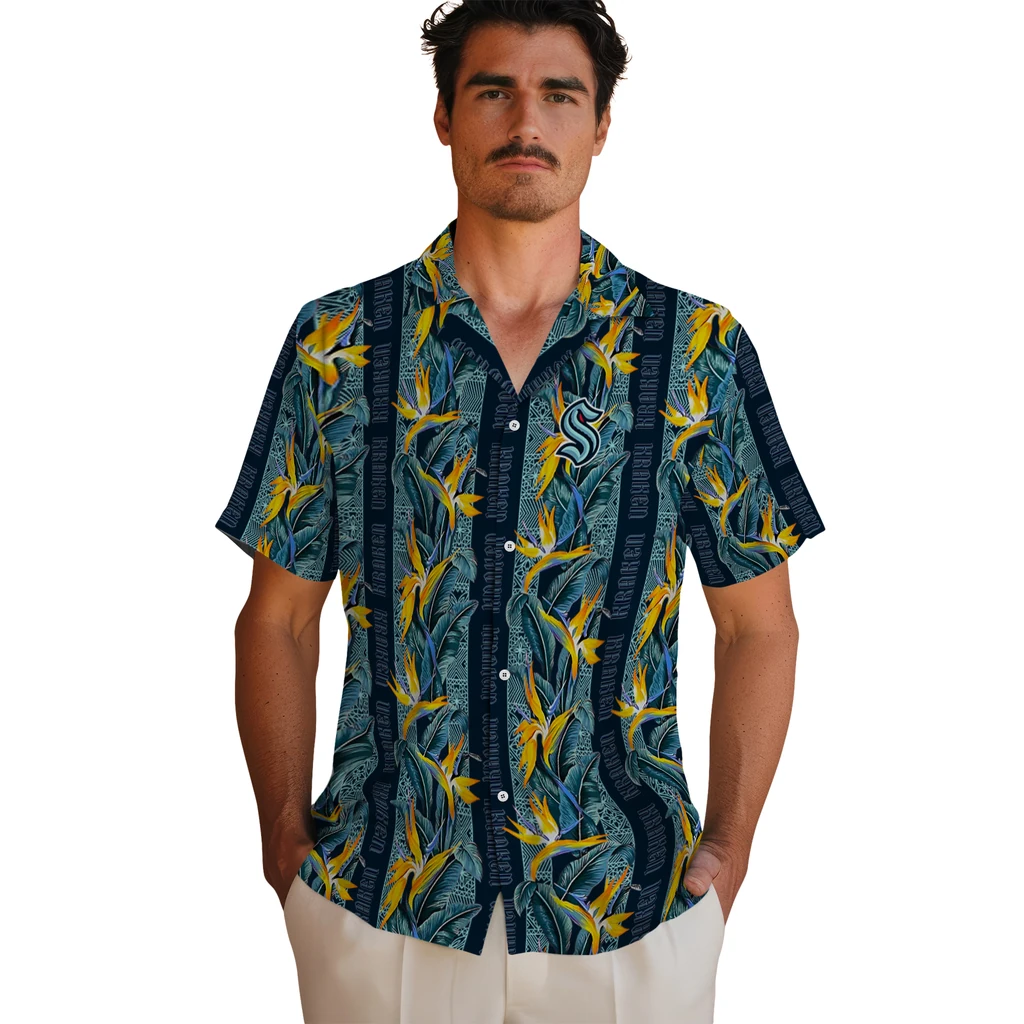 Seattle Kraken Hawaiian Shirt - Paradise Vines seattle kraken paradise vines blue hawaiian shirts fashion forward