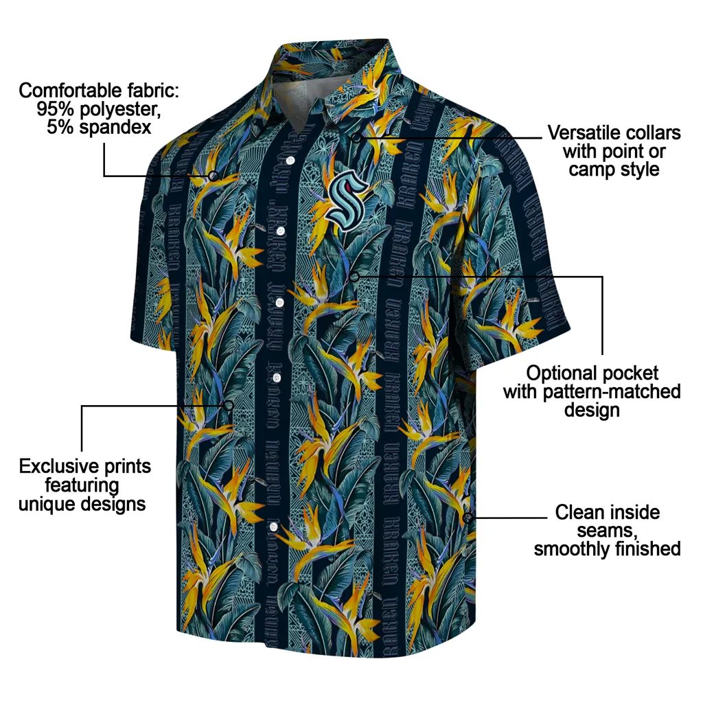 Seattle Kraken Hawaiian Shirt - Paradise Vines seattle kraken paradise vines blue hawaiian shirts new arrival