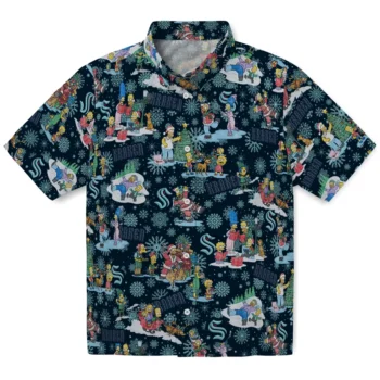 seattle kraken simpsons christmas blue hawaiian shirts best selling
