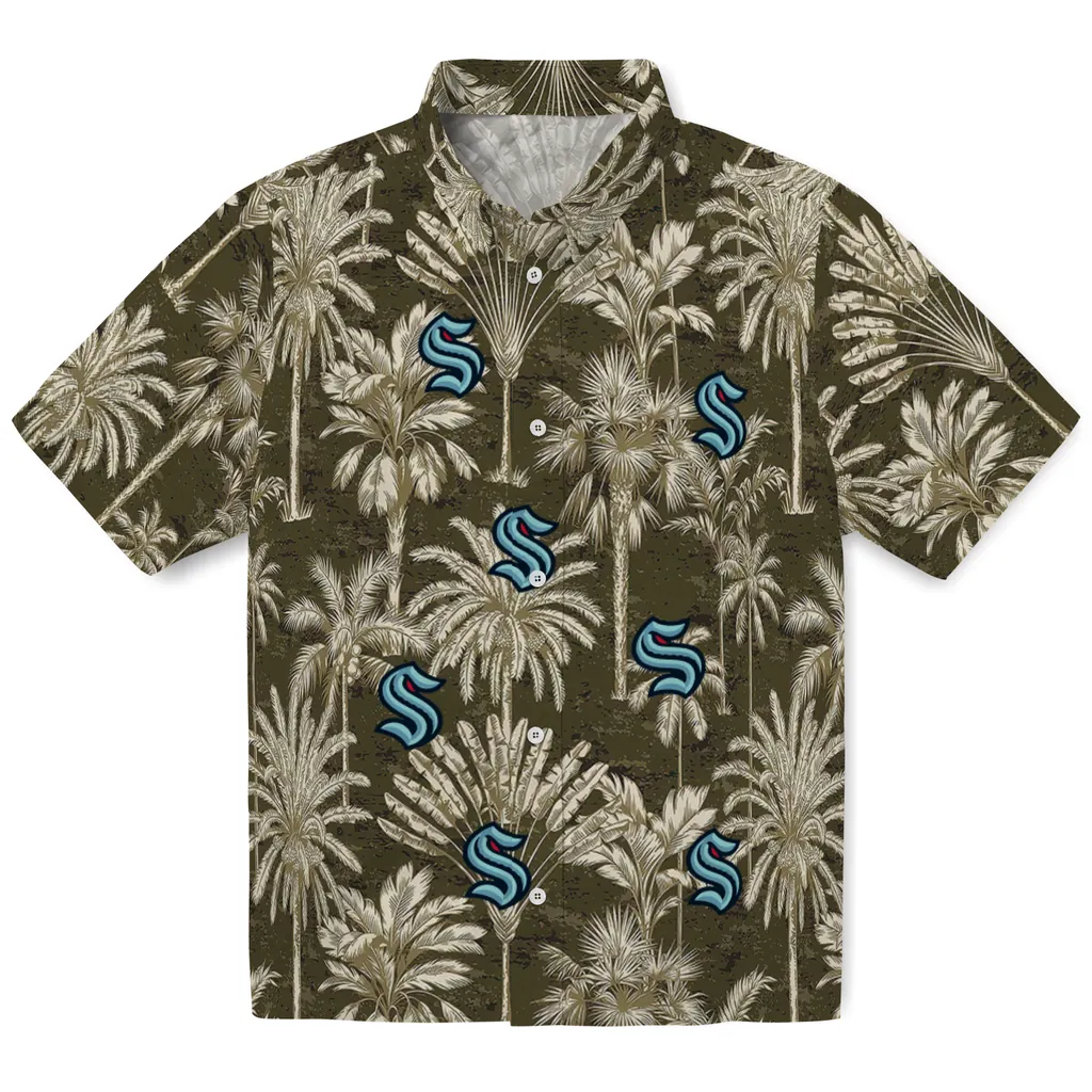 Seattle Kraken Hawaiian Shirt - Vintage Palm Tree seattle kraken palm shadows blue hawaiian shirts best selling