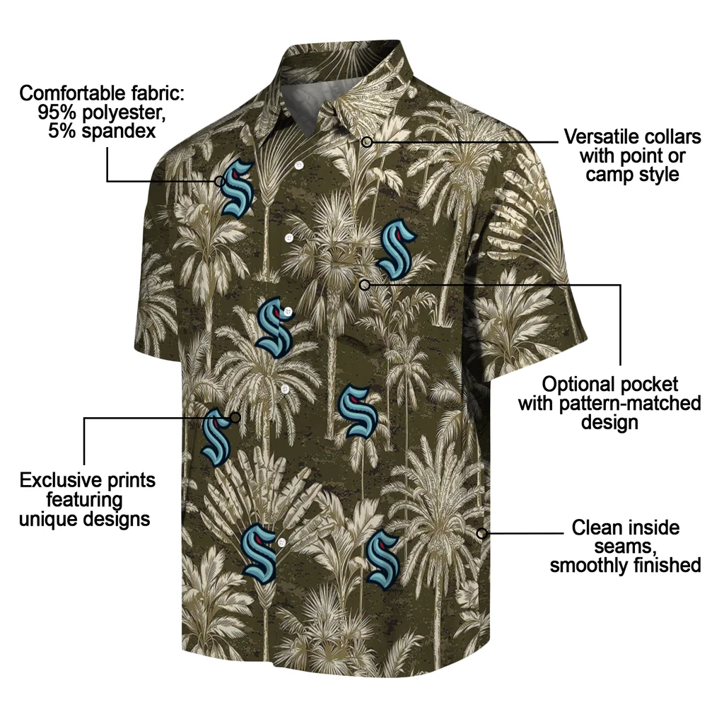 Seattle Kraken Hawaiian Shirt - Vintage Palm Tree seattle kraken palm shadows blue hawaiian shirts new arrival
