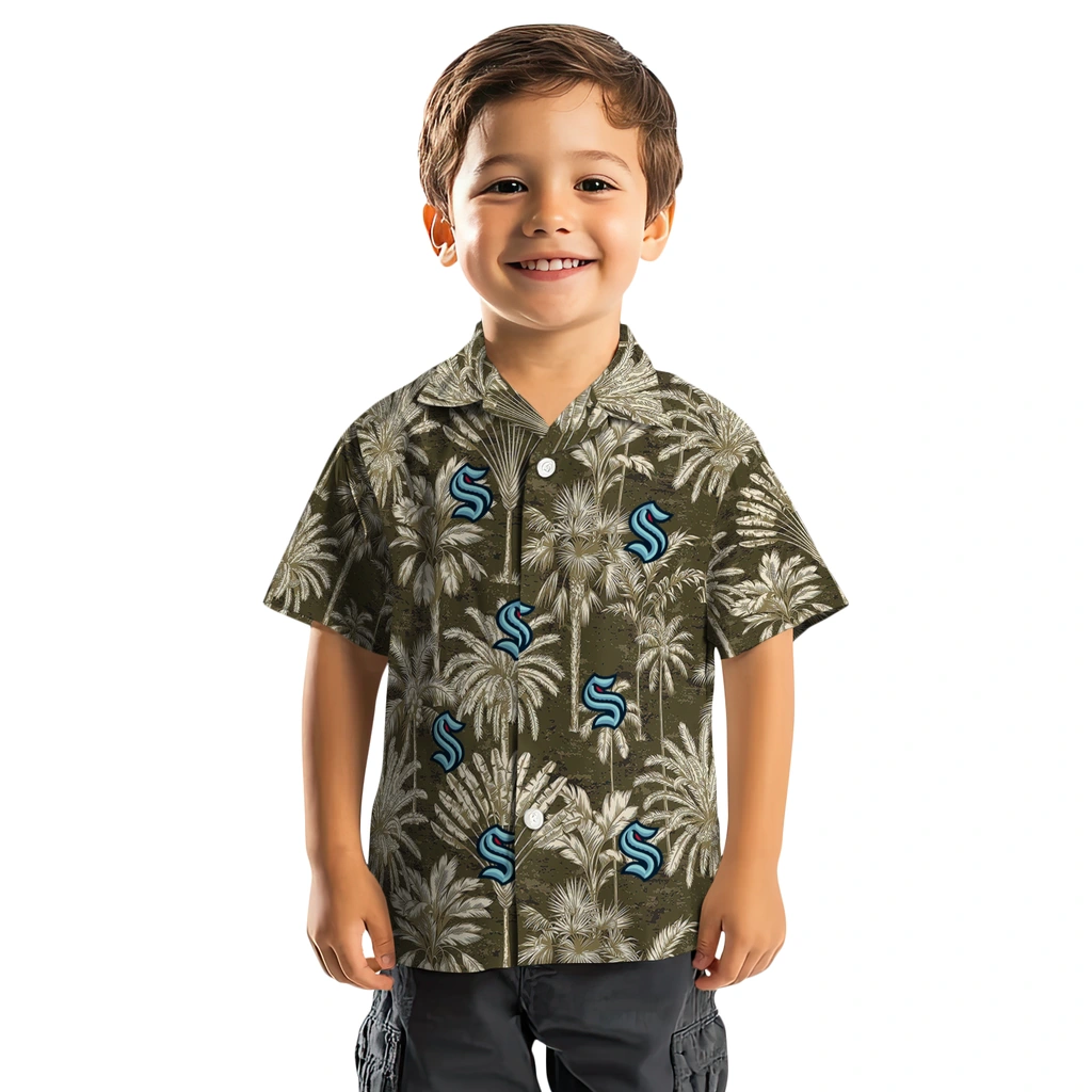 Seattle Kraken Hawaiian Shirt - Vintage Palm Tree seattle kraken palm shadows blue hawaiian shirts top rated