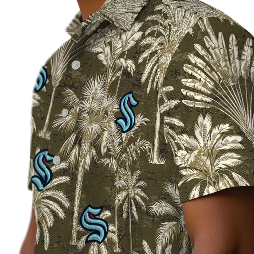 Seattle Kraken Hawaiian Shirt - Vintage Palm Tree seattle kraken palm shadows blue hawaiian shirts trendy