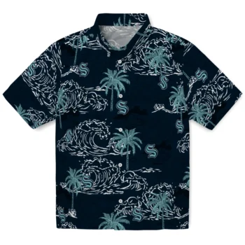 seattle kraken wave palm blue hawaiian shirts best selling