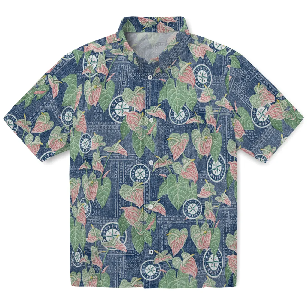 Seattle Mariners Hawaiian Shirt - Anthurium Overlay seattle mariners anthurium overlay navy blue hawaiian shirts best selling