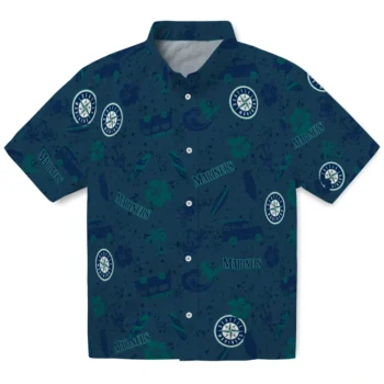 seattle mariners beach vibe navy hawaiian shirts best selling