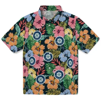 seattle mariners brilliant hibiscus garden hawaiian shirts best selling