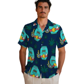 seattle mariners bong smile navy blue hawaiian shirts fashion forward