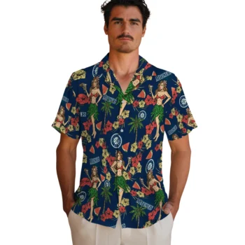 seattle mariners hawaiian girls design navy blue hawaiian shirts fashion forward