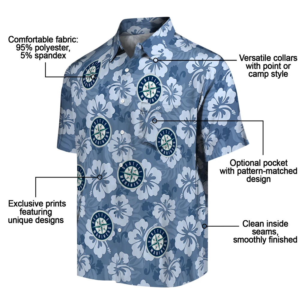Seattle Mariners Hawaiian Shirt - Hibiscus Cluster seattle mariners hibiscus cluster navy blue hawaiian shirts new arrival