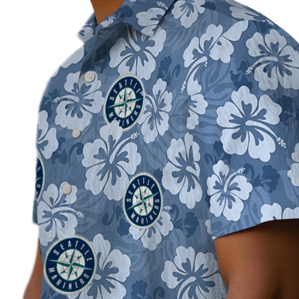 Seattle Mariners Hawaiian Shirt - Hibiscus Cluster seattle mariners hibiscus cluster navy blue hawaiian shirts trendy