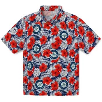 seattle mariners hibiscus fiesta red royal blue hawaiian shirts best selling