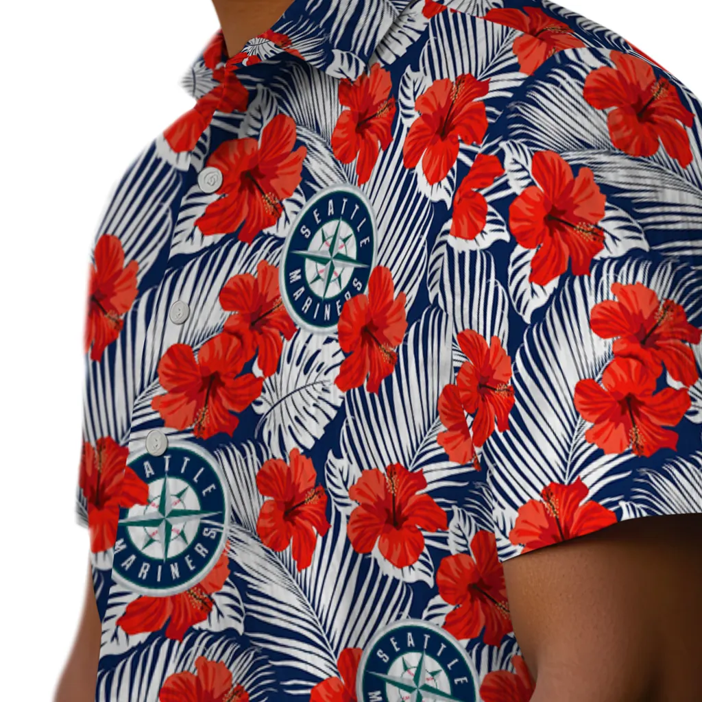 Seattle Mariners Hawaiian Shirt - Hibiscus Fiesta seattle mariners hibiscus fiesta red royal blue hawaiian shirts trendy