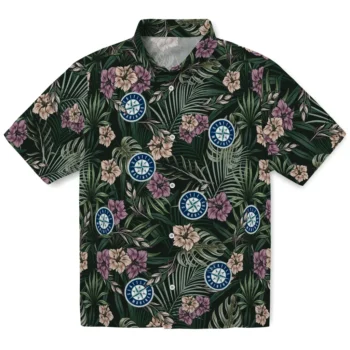 seattle mariners hibiscus leaves pattern green hawaiian shirts best selling