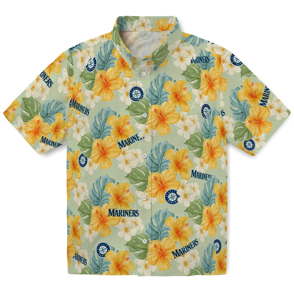 Seattle Mariners Hawaiian Shirt - Hibiscus Mood seattle mariners hibiscus mood pale lime yellow hawaiian shirts best selling