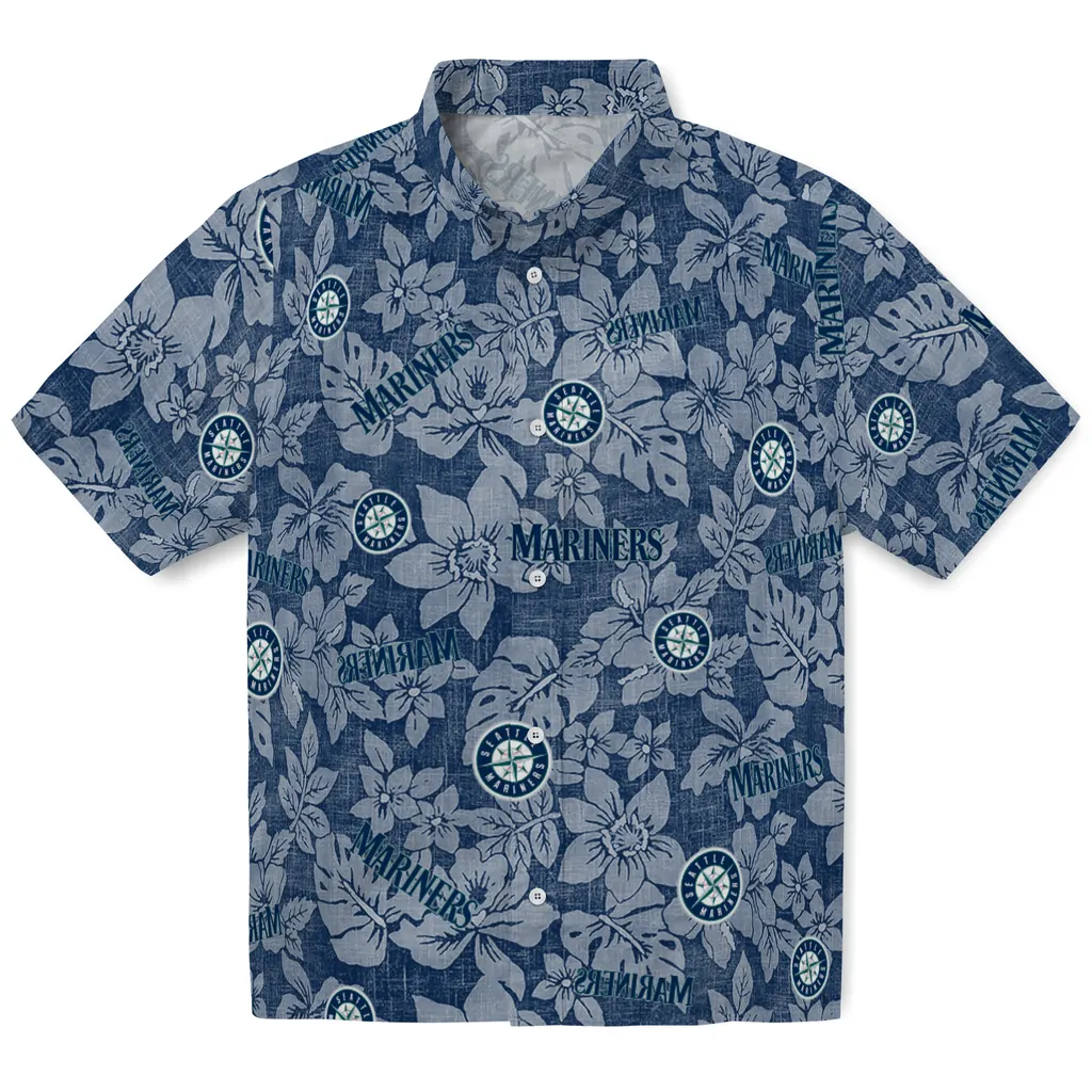 Seattle Mariners Hawaiian Shirt - Hibiscus Oasis seattle mariners hibiscus oasis navy blue hawaiian shirts best selling