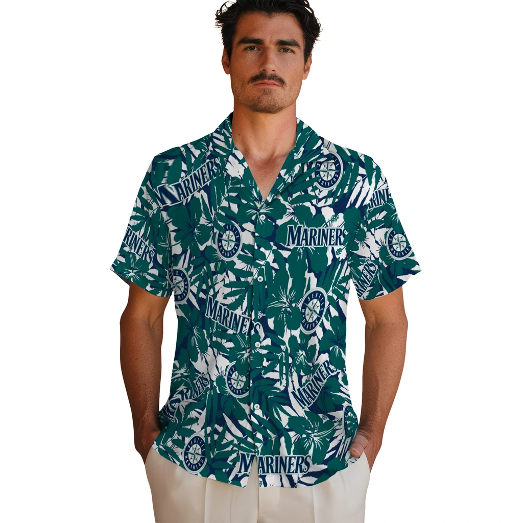 Seattle Mariners Hawaiian Shirt - Hibiscus Overlay seattle mariners hibiscus overlay hawaiian shirts fashion forward