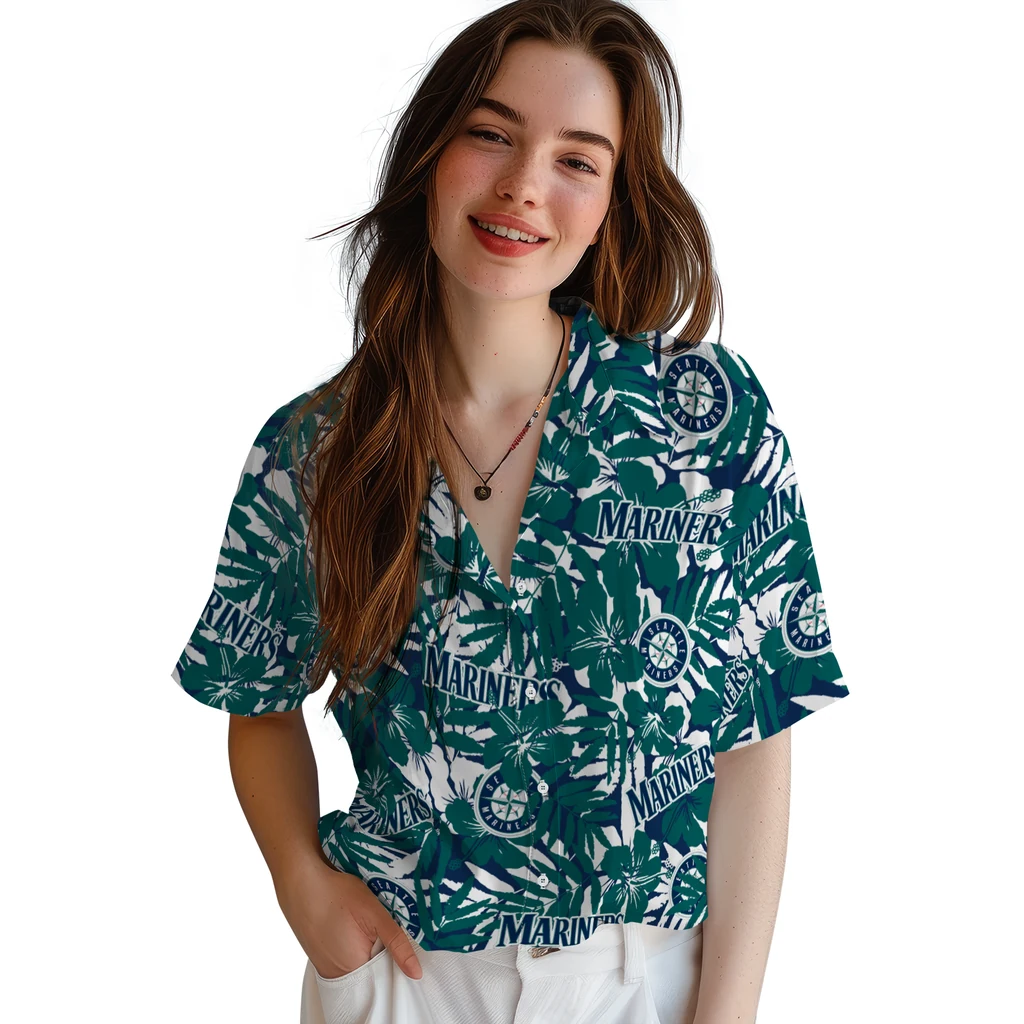 Seattle Mariners Hawaiian Shirt - Hibiscus Overlay seattle mariners hibiscus overlay hawaiian shirts latest model
