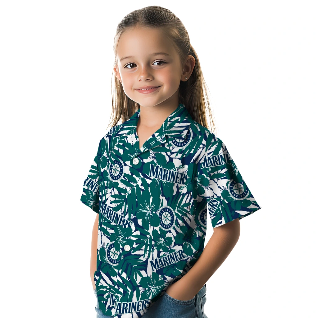 Seattle Mariners Hawaiian Shirt - Hibiscus Overlay seattle mariners hibiscus overlay hawaiian shirts premium grade
