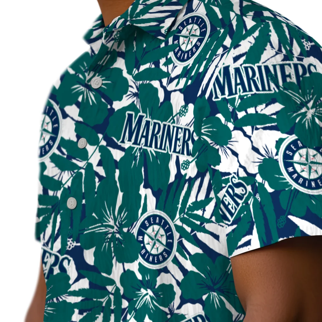 Seattle Mariners Hawaiian Shirt - Hibiscus Overlay seattle mariners hibiscus overlay hawaiian shirts trendy