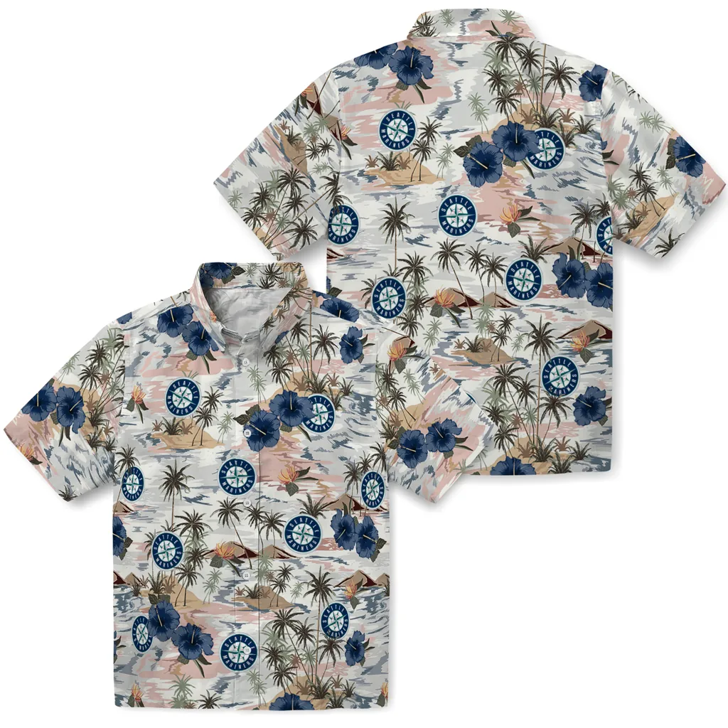 Seattle Mariners Hawaiian Shirt - Hibiscus Seaside seattle mariners hibiscus seaside white hawaiian shirts high quality