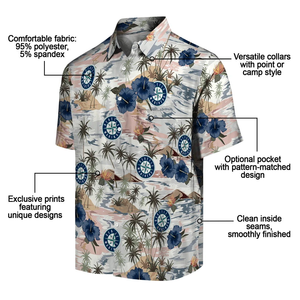 Seattle Mariners Hawaiian Shirt - Hibiscus Seaside seattle mariners hibiscus seaside white hawaiian shirts new arrival