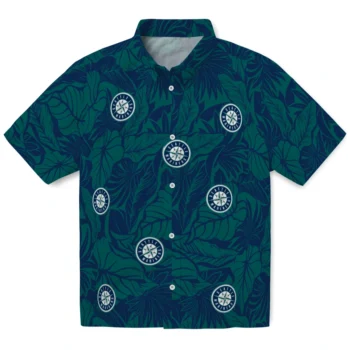 seattle mariners monstera layer navy blue hawaiian shirts best selling
