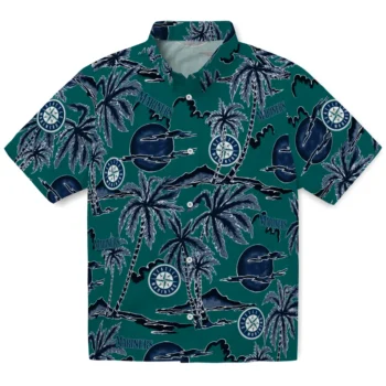 seattle mariners palm sunset hawaiian shirts best selling