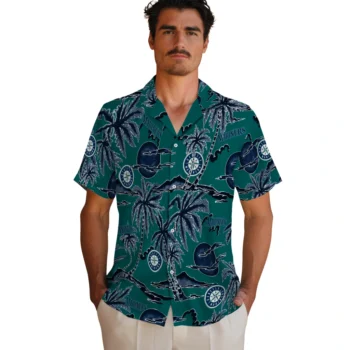seattle mariners palm sunset hawaiian shirts fashion forward