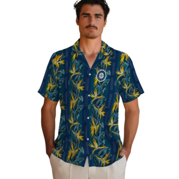 seattle mariners paradise vines navy blue hawaiian shirts fashion forward