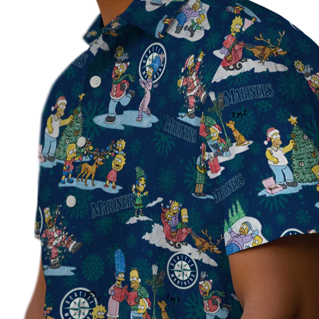Seattle Mariners Hawaiian Shirt - Simpsons Christmas seattle mariners simpsons christmas navy blue hawaiian shirts trendy
