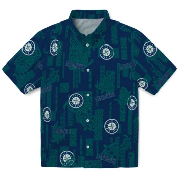 seattle mariners turtle lines navy blue hawaiian shirts best selling