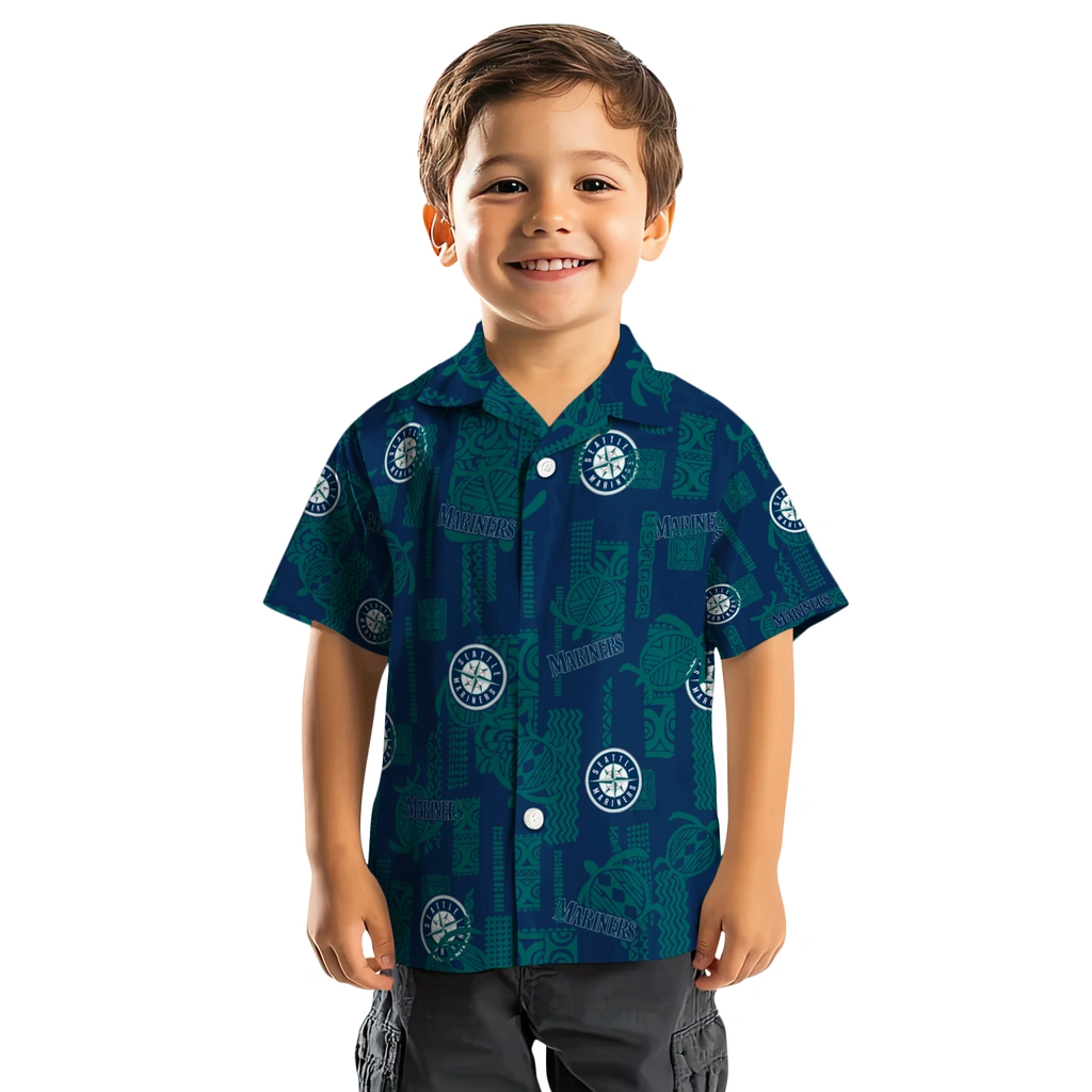 Seattle Mariners Hawaiian Shirt - Turtle Lines seattle mariners turtle lines navy blue hawaiian shirts top rated