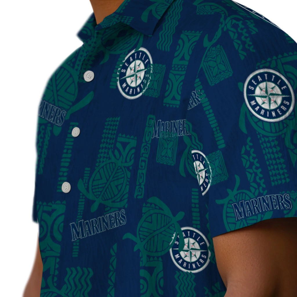 Seattle Mariners Hawaiian Shirt - Turtle Lines seattle mariners turtle lines navy blue hawaiian shirts trendy