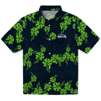 seattle seahawks hibiscus petals blue hawaiian shirts best selling