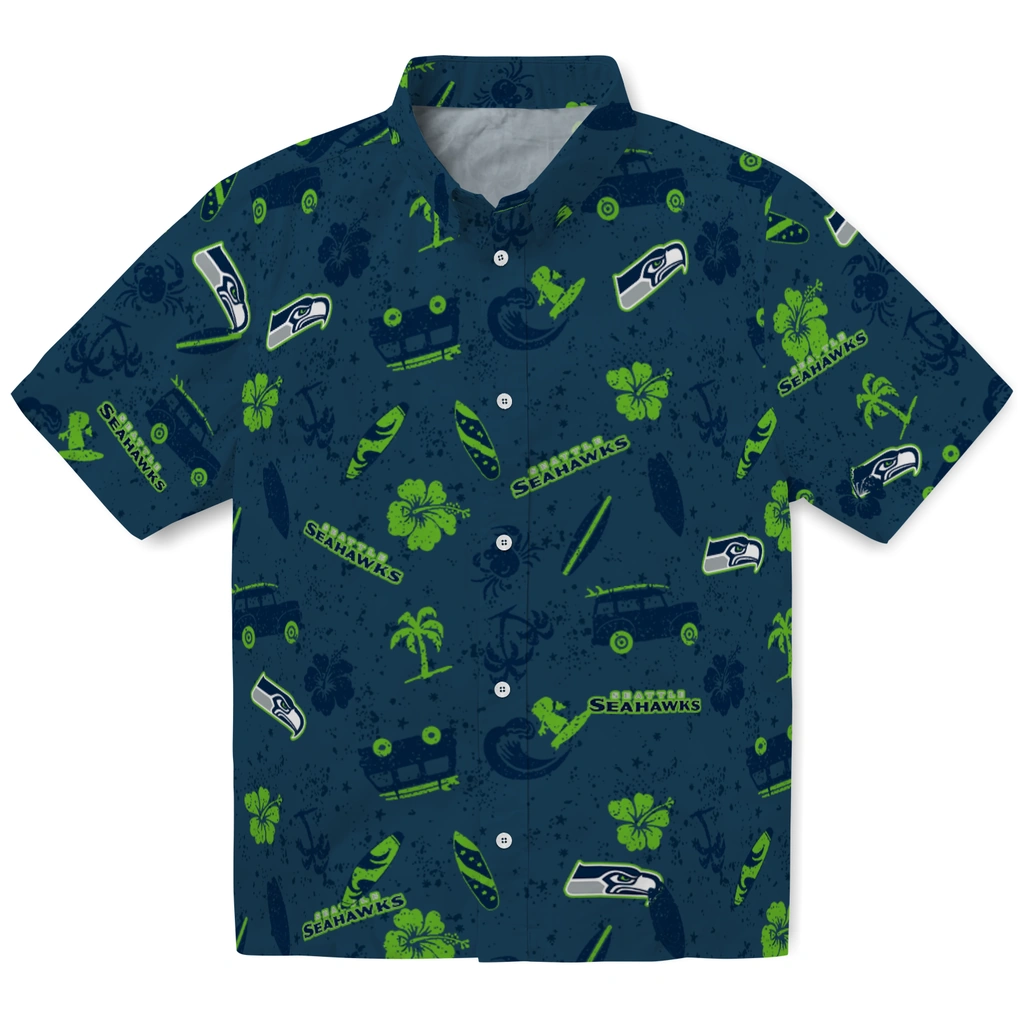 Seattle Seahawks Hawaiian Shirt - Beach Vibe seattle seahawks beach vibe navy hawaiian shirts best selling