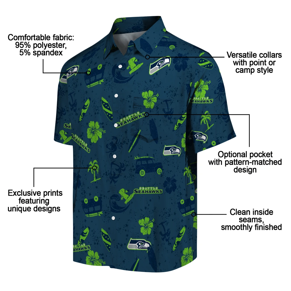 Seattle Seahawks Hawaiian Shirt - Beach Vibe seattle seahawks beach vibe navy hawaiian shirts new arrival